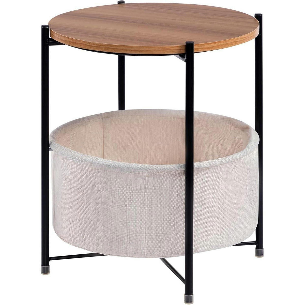 BEISTELLTISCH mit Korb Rund 42 x 51 cm Beige - Multicolor, Metall (55/49/5cm)