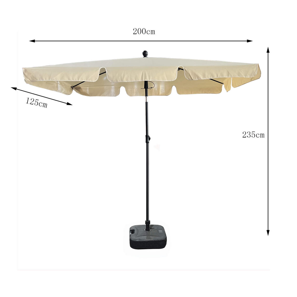 SONNENSCHRIM Beige 235/200 cm - Beige/Schwarz, Metall (200/125cm) - Akord