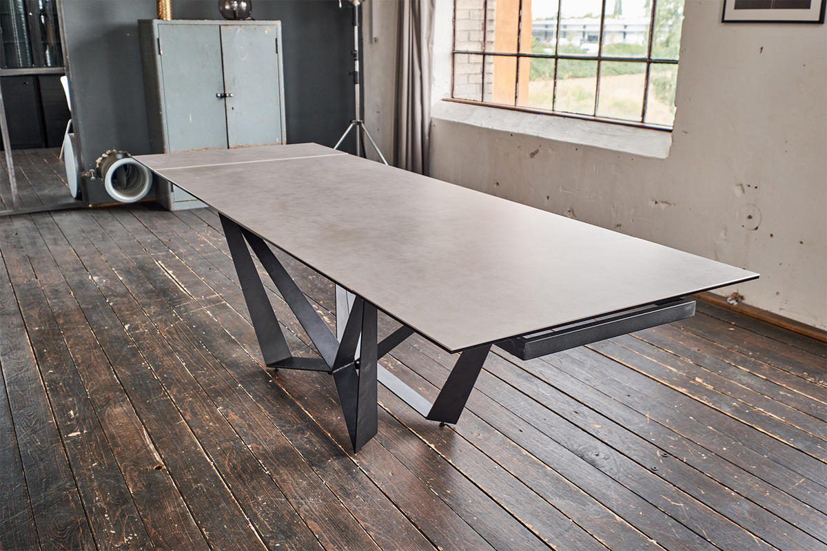 ESSTISCH ISTAR Grau Glas - Schwarz/Grau, Glas/Metall (180/90/76cm) - KAWOLA