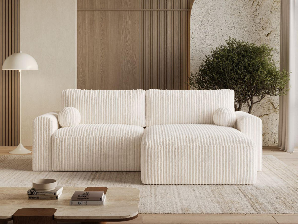 ECKSOFA Aurora Creme - Creme, Holz/Textil (259/145cm) - Graingold