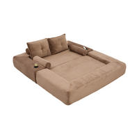 SCHLAFSOFA mit Cordbezug, Memory-Kissen, Getränkehalter und Seitentaschen - Braun, Textil (180/80/98cm) - EVRYAE