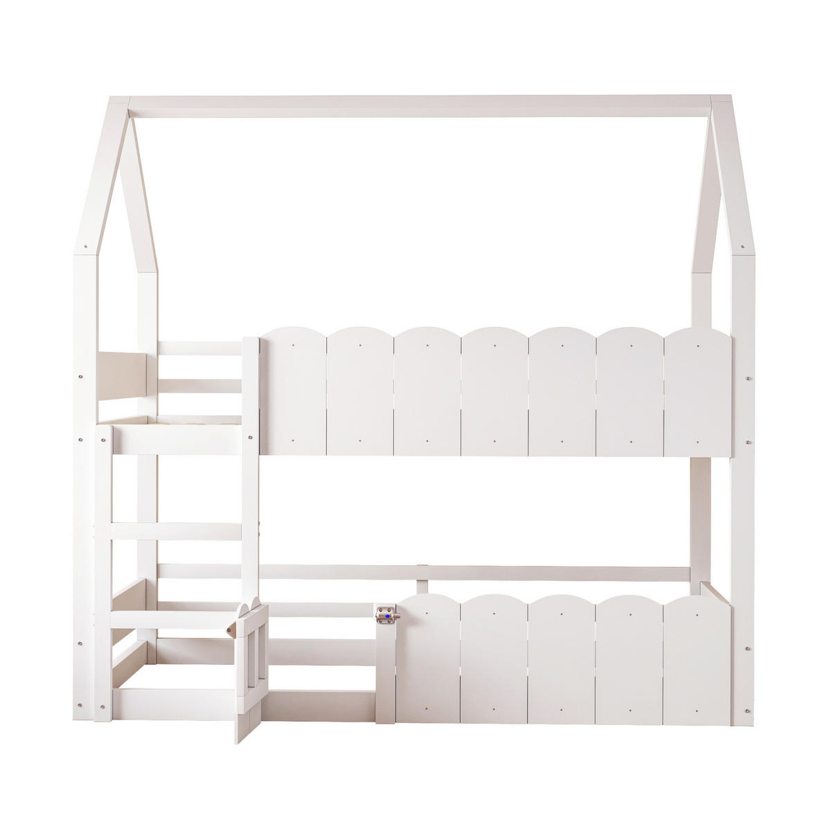 ETAGENBETT 90/200 cm aus Holz mit Sicherheitsgeländern Weiß - Weiß, Holz (90/200cm) - OKMYHOME