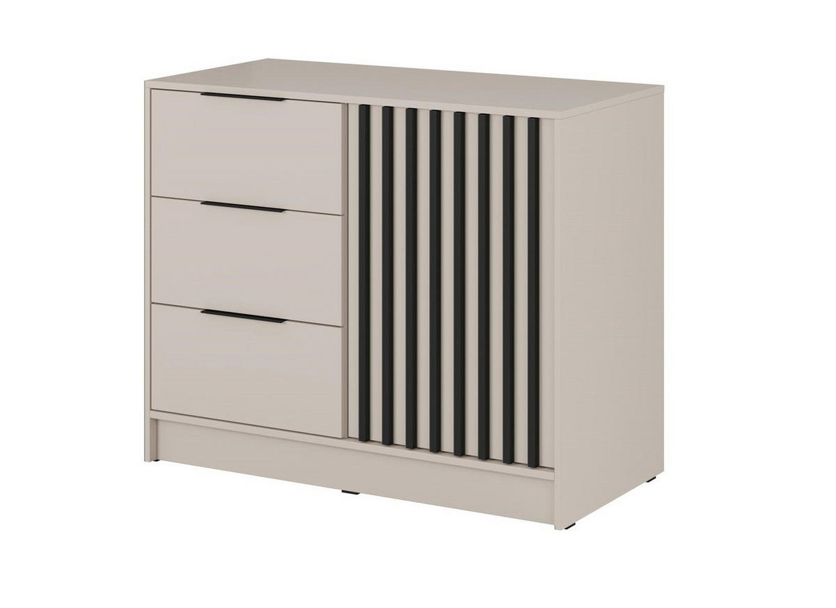 KOMMODE Nelly 2D Kaschmir, Kombikommode mit Schwarz Lamellen - Kaschmir/Schwarz, Holzwerkstoff (105/86/45cm) - Bettso