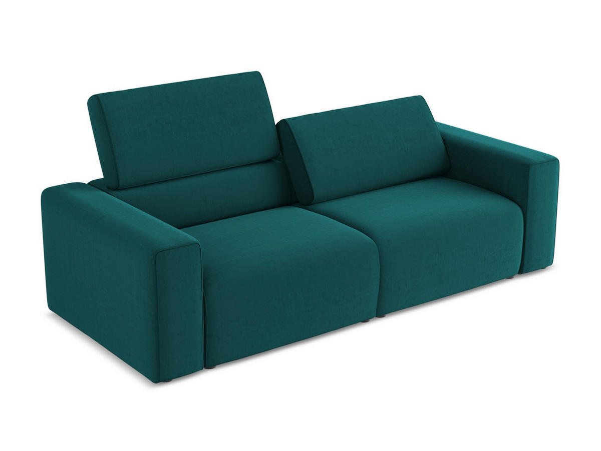 3-SITZER SOFA Samt Stoff Blau - Blau/Petrol, Kunststoff/Textil (224/80/103cm) - Makamii