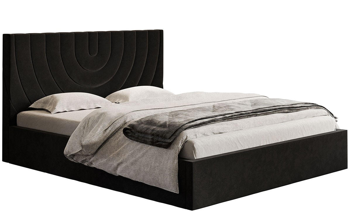 BETT Schwarz OLDO 6 Gepolstert 180x200 cm - Schwarz, Textil (180/200cm) - Sepro Meble