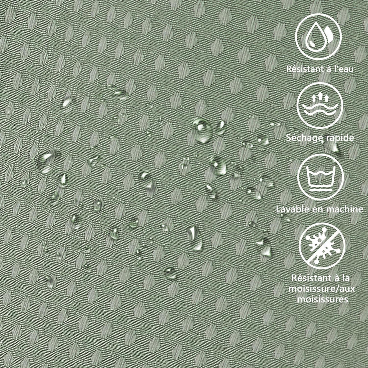 DUSCHVORHANG Waffelstruktur Stoff Polyester maschinenwaschbar mit Haken wasserdicht Grün - Grün, Textil (182/182cm) - MCBOSON