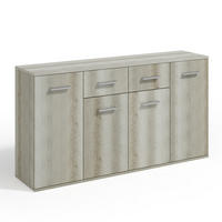 SIDEBOARD GIACOMO III 160/85/33 cm mit 2 Schubladen 4 Türen Hellgrau - Hellgrau, Holzwerkstoff (160/85/33cm) - MASSENO