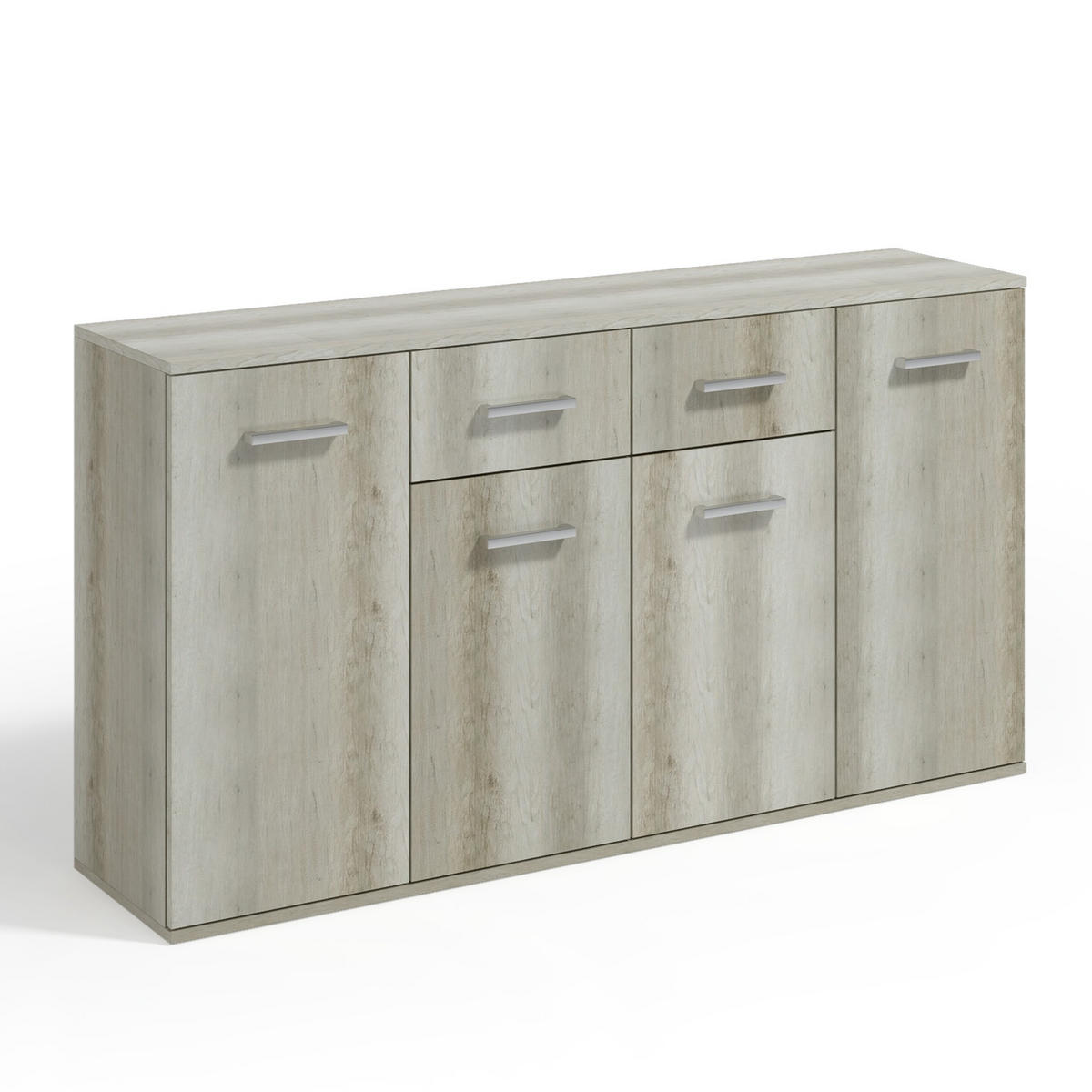 SIDEBOARD GIACOMO III 160/85/33 cm mit 2 Schubladen 4 Türen Hellgrau - Hellgrau, Holzwerkstoff (160/85/33cm) - MASSENO