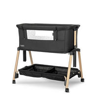 BEISTELLBETT Layla 2 in 1 schwarz 81 x 48 cm, Laufstall, Anti-Reflux, Moskitonetz, Matratze, Räder, Korb - Schwarz, Metall (48/81cm) - Lorelli