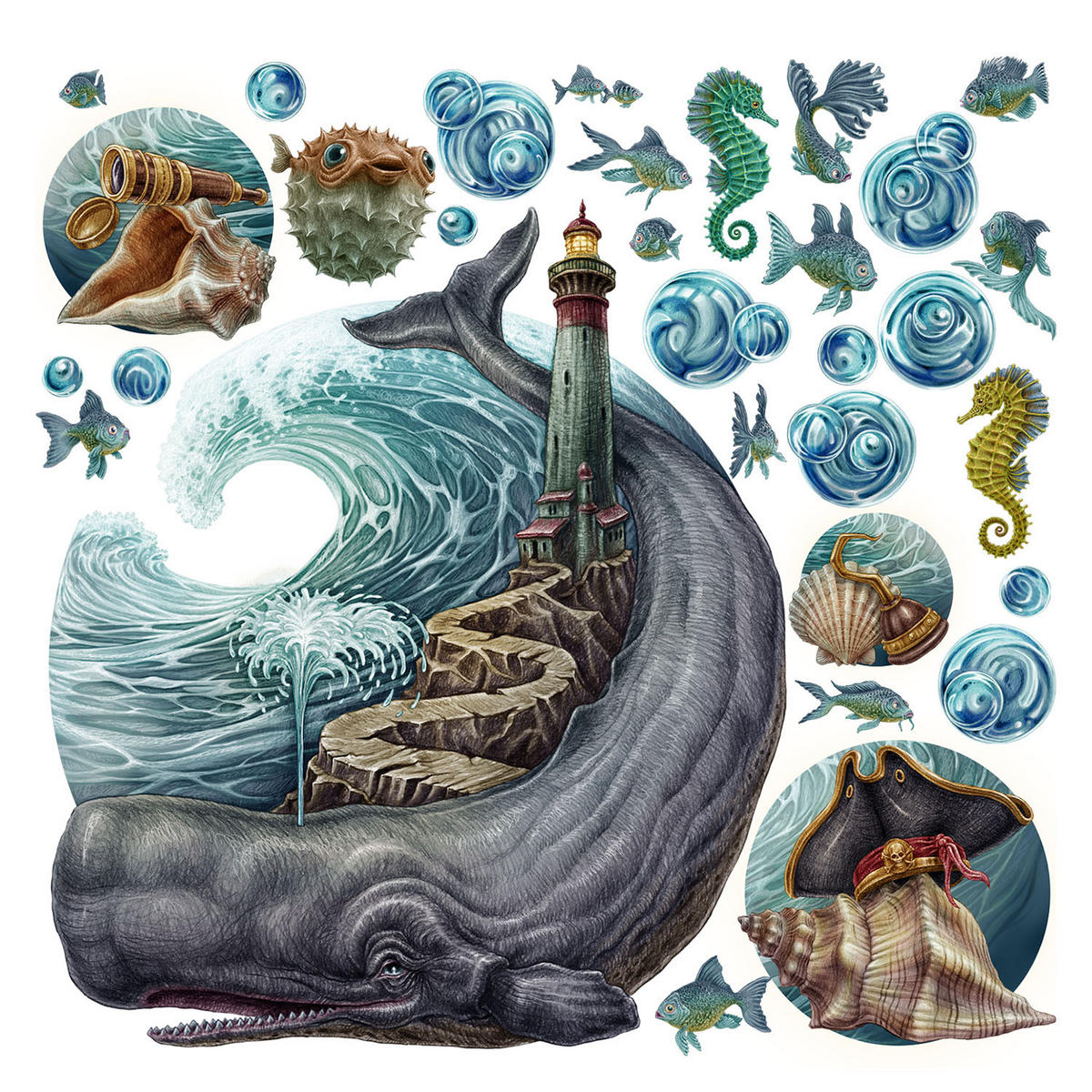 WANDAUFKLEBER 100x118cm - Zeichentricktiere - Multicolor, Kunststoff (100/118/0.1cm) - Wallfluent