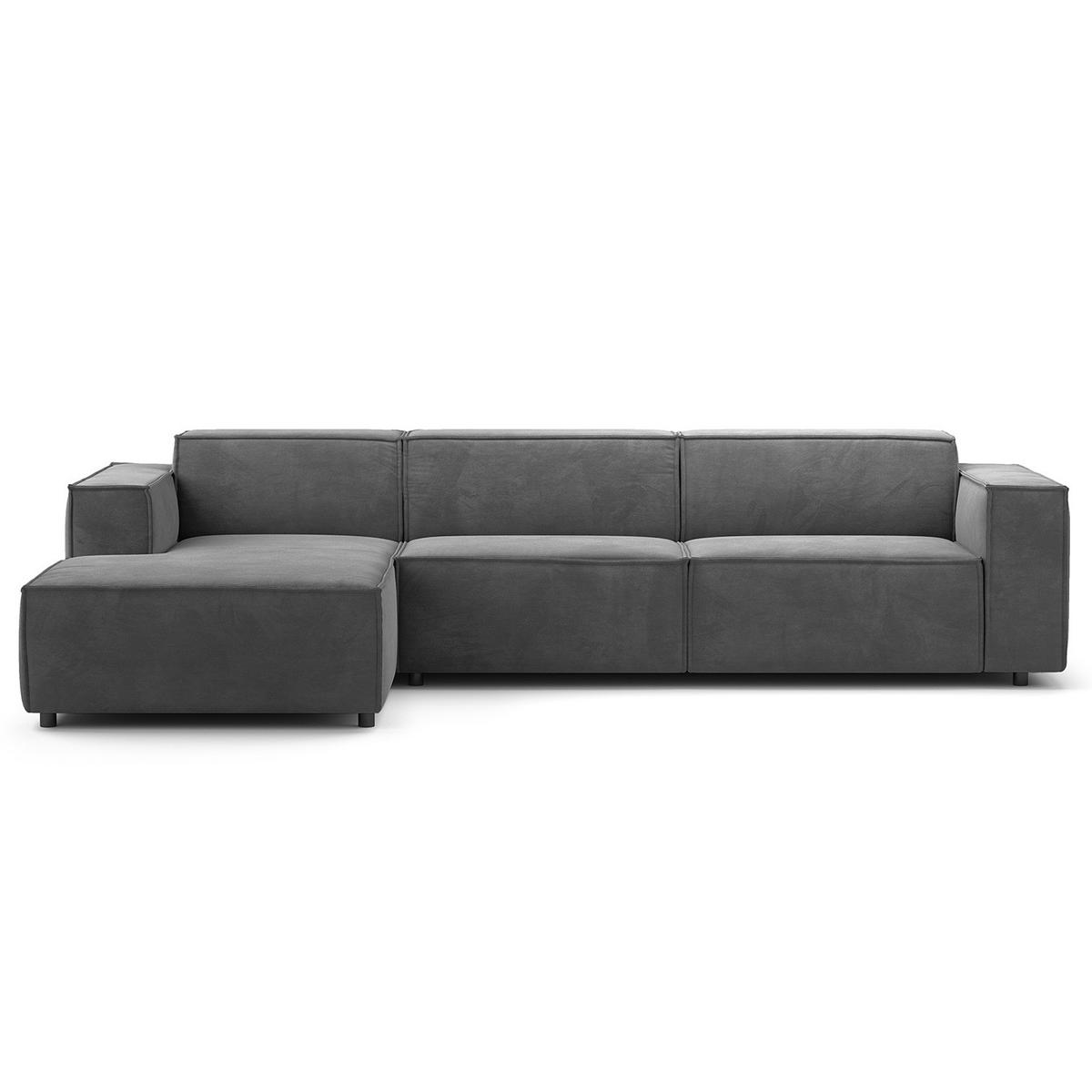 ECKSOFA mit Longchair - Schwarz/Grau, Kunststoff/Textil (294/177cm) - home24