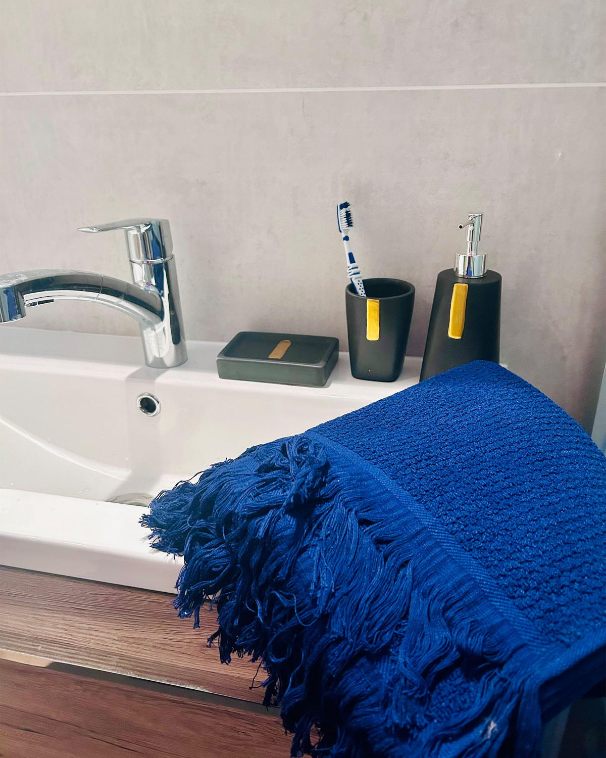 PROSOP DE BAIE 2 piese albastru Atiu - albastru, material textil (100/150cm) - Beliani