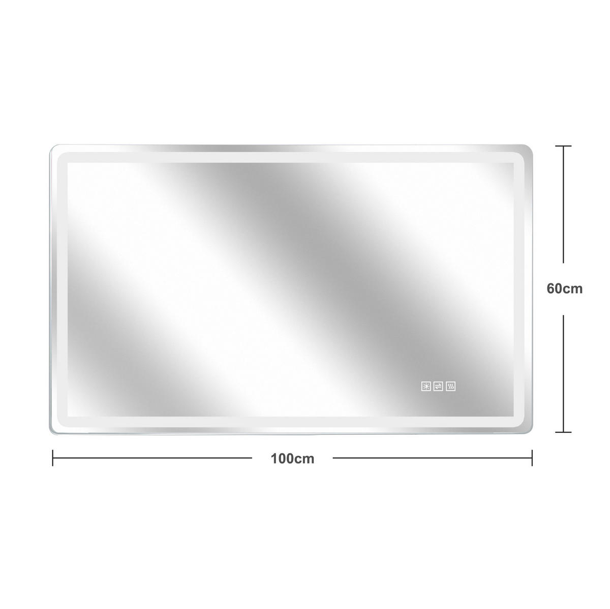 WANDSPIEGEL 60/2/100 cm silber aus Glas und Metall mit LED, Anti-Beschlag - Silberfarben, Glas (60/2.9/100cm) - OKWISH
