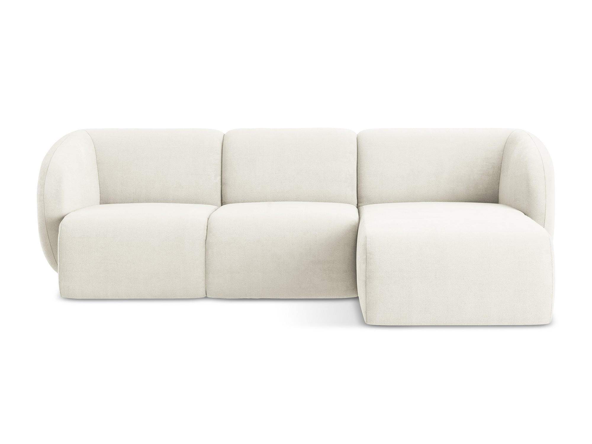 ECKSOFA Rechts Chenille Stoff Weiß - Schwarz/Weiß, Holzwerkstoff/Kunststoff (248/166cm) - Makamii