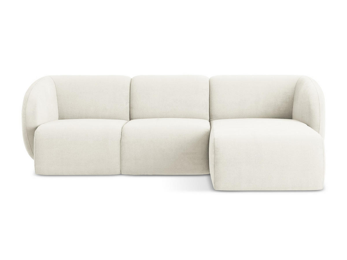 ECKSOFA Rechts Chenille Stoff Weiß - Schwarz/Weiß, Holzwerkstoff/Kunststoff (248/166cm) - Makamii