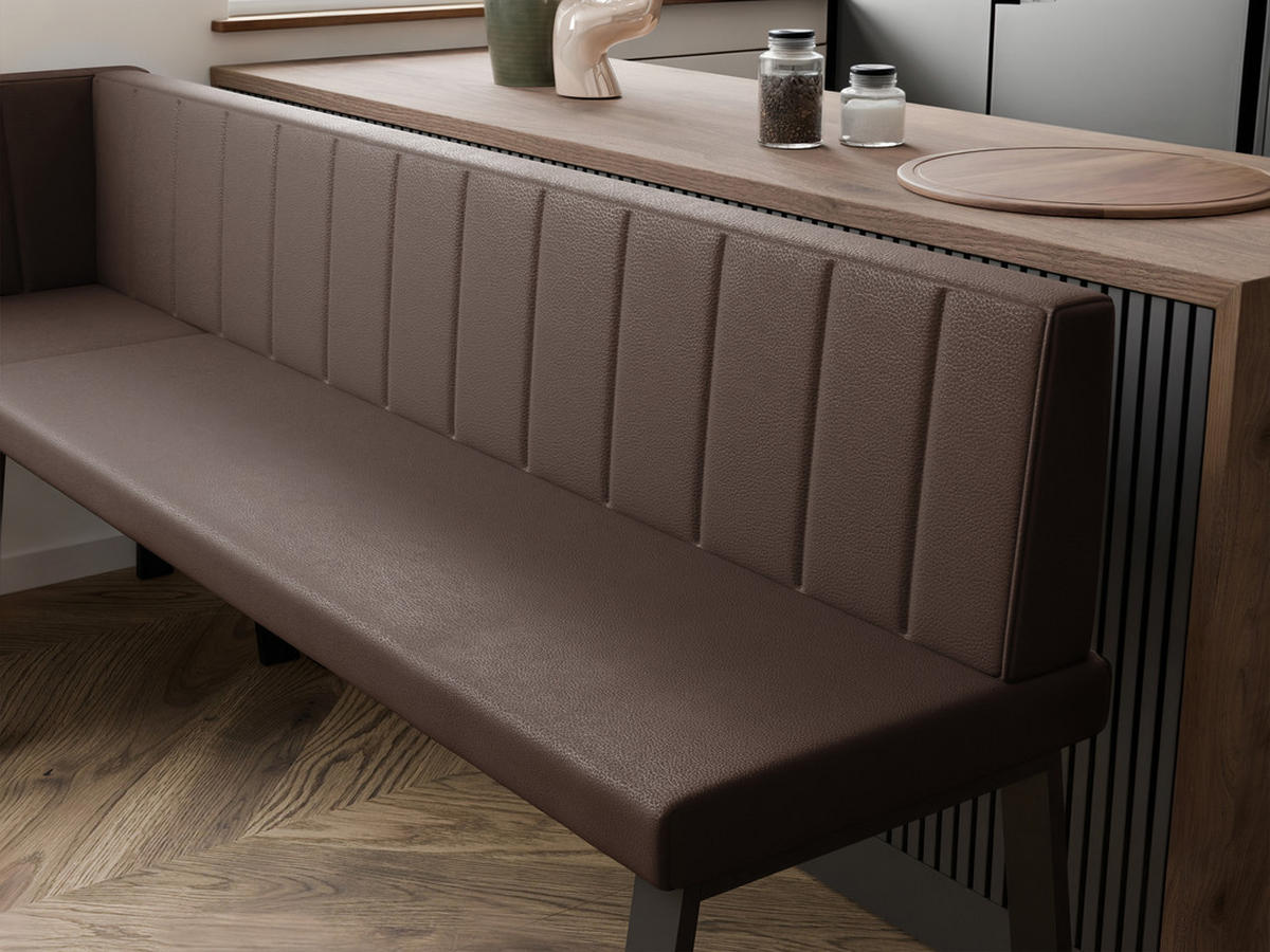 ECKBANK links MONO Y Kunstleder gesteppt, 142/196 cm Braun - Braun, Kunststoff/Textil (142/196cm) - Idohome