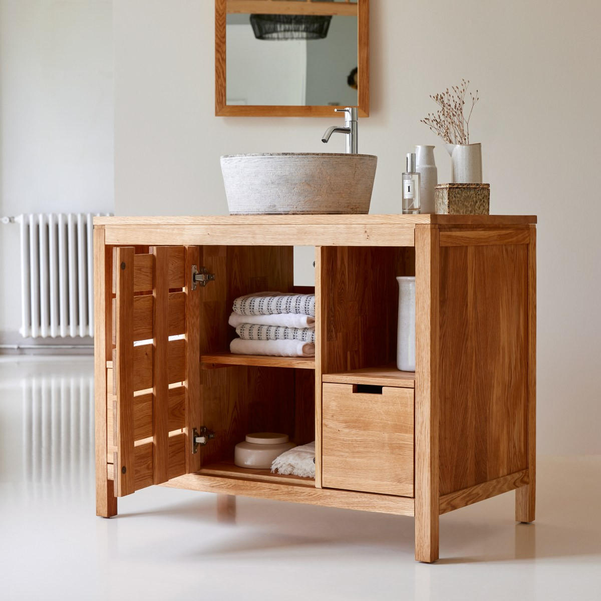 WASCHTISCHUNTERSCHRANK Serena Natur aus Eiche - Naturfarben, Holz (100/78/55cm) - Tikamoon
