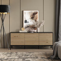 KOMMODE Eliza Schwarz/Eiche 150 x 60 cm mit 3 Schubladen - Honigeiche/Anthrazit, Holzwerkstoff (150/60/40cm) - Vicco