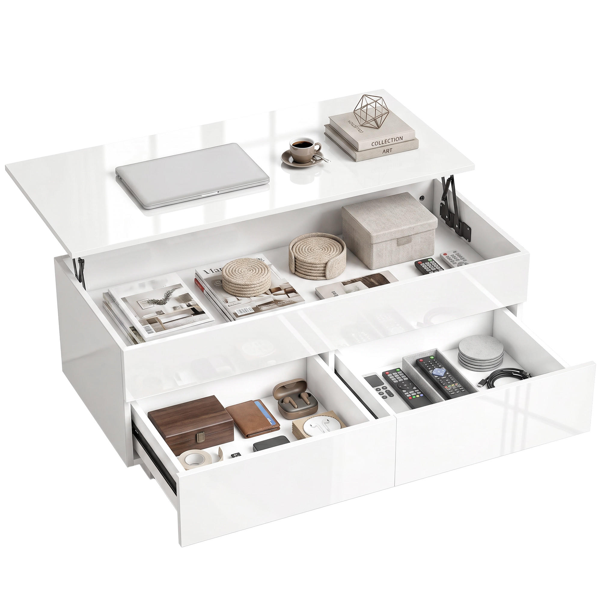 COUCHTISCH Weiß 1 Stück - Weiß, Kunststoff (102/48/54.5cm) - GiPP