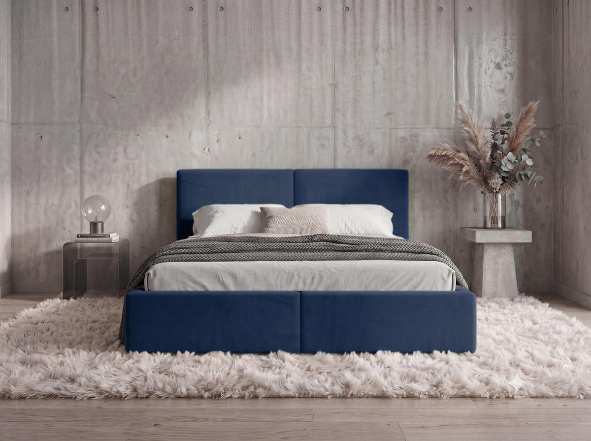 POLSTERBETT 140X200 Blau mit Stauraum inkl. Hebemechanismus - Blau, Textil (140/200cm) - Interbeds
