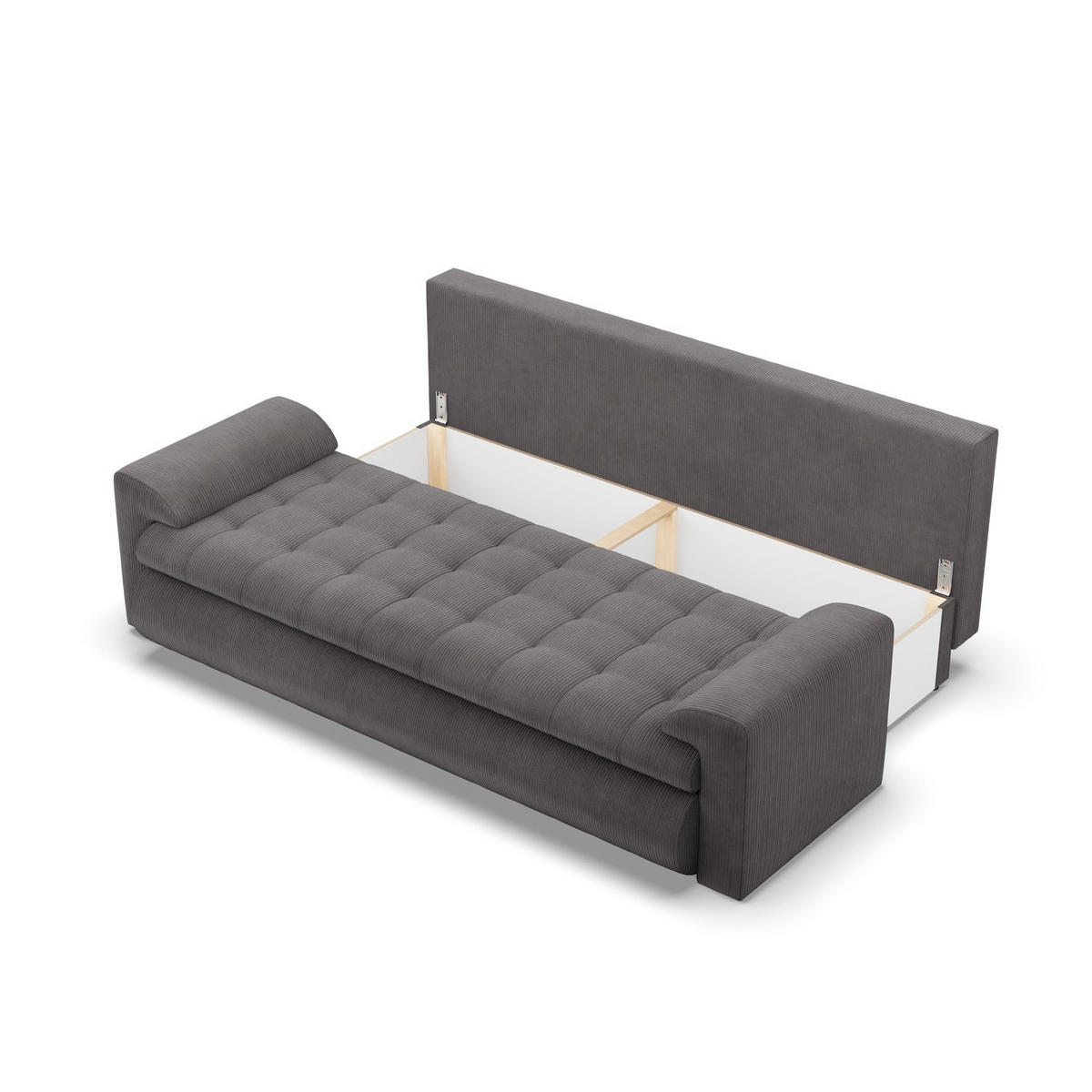 SOFA 3-SITZER MIT SCHLAFFUNKTION FORESTA, Cord - Dunkelgrau - Dunkelgrau, Textil (222/92/96cm)