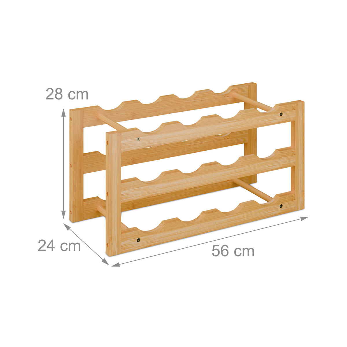 WEINREGAL - Hellbraun, Holz (56/28/24cm) - Relaxdays