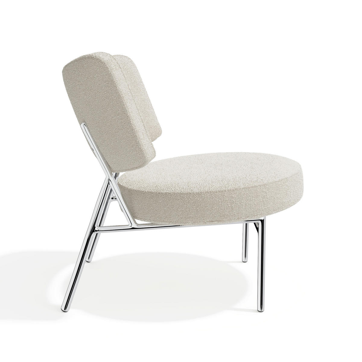 SESSEL Bouclé-Stoff 60cm - Creme, Textil (60/70/71cm) - Sia Home