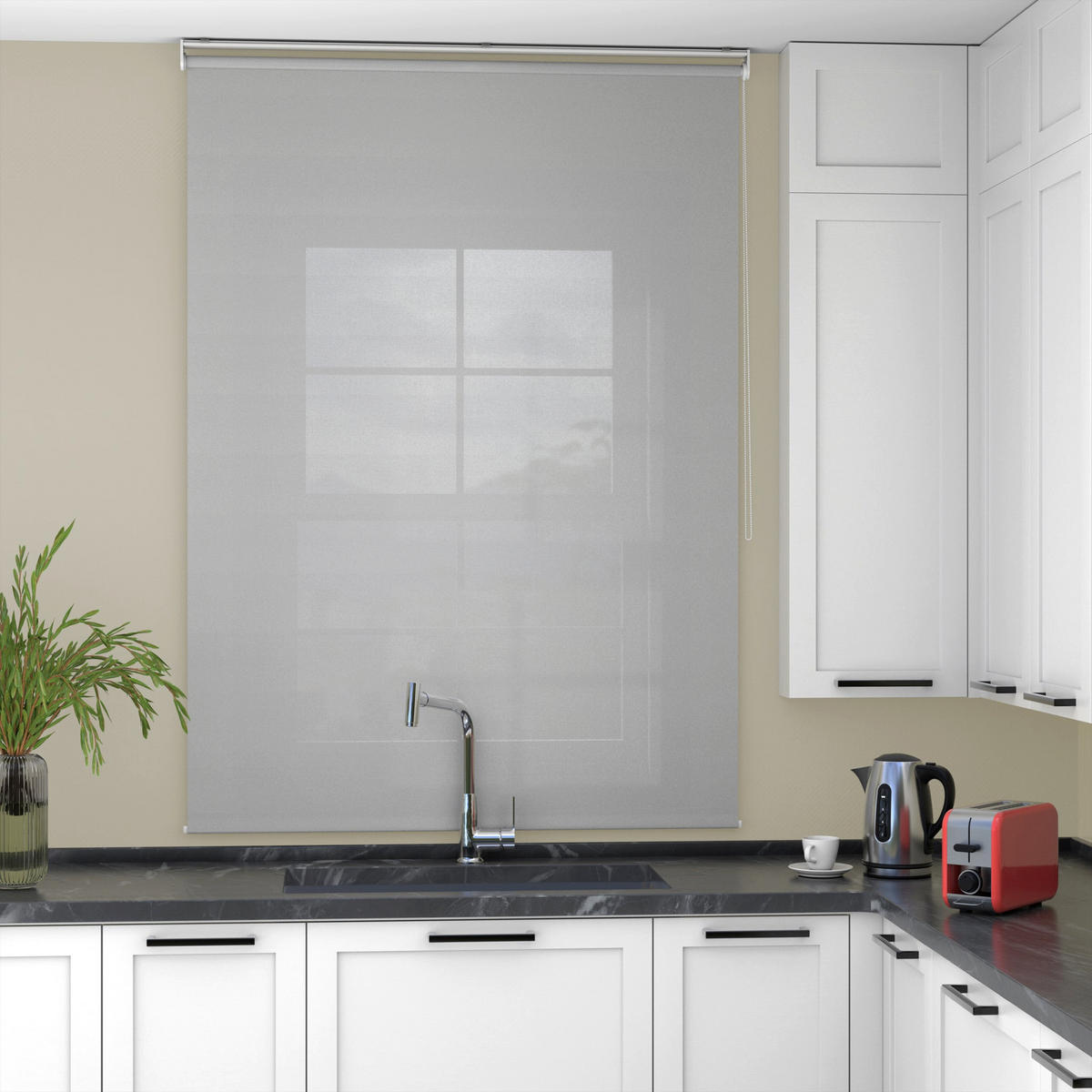 ROLLO blickdicht - Grau, Textil (115/150cm) - Deco-Raum