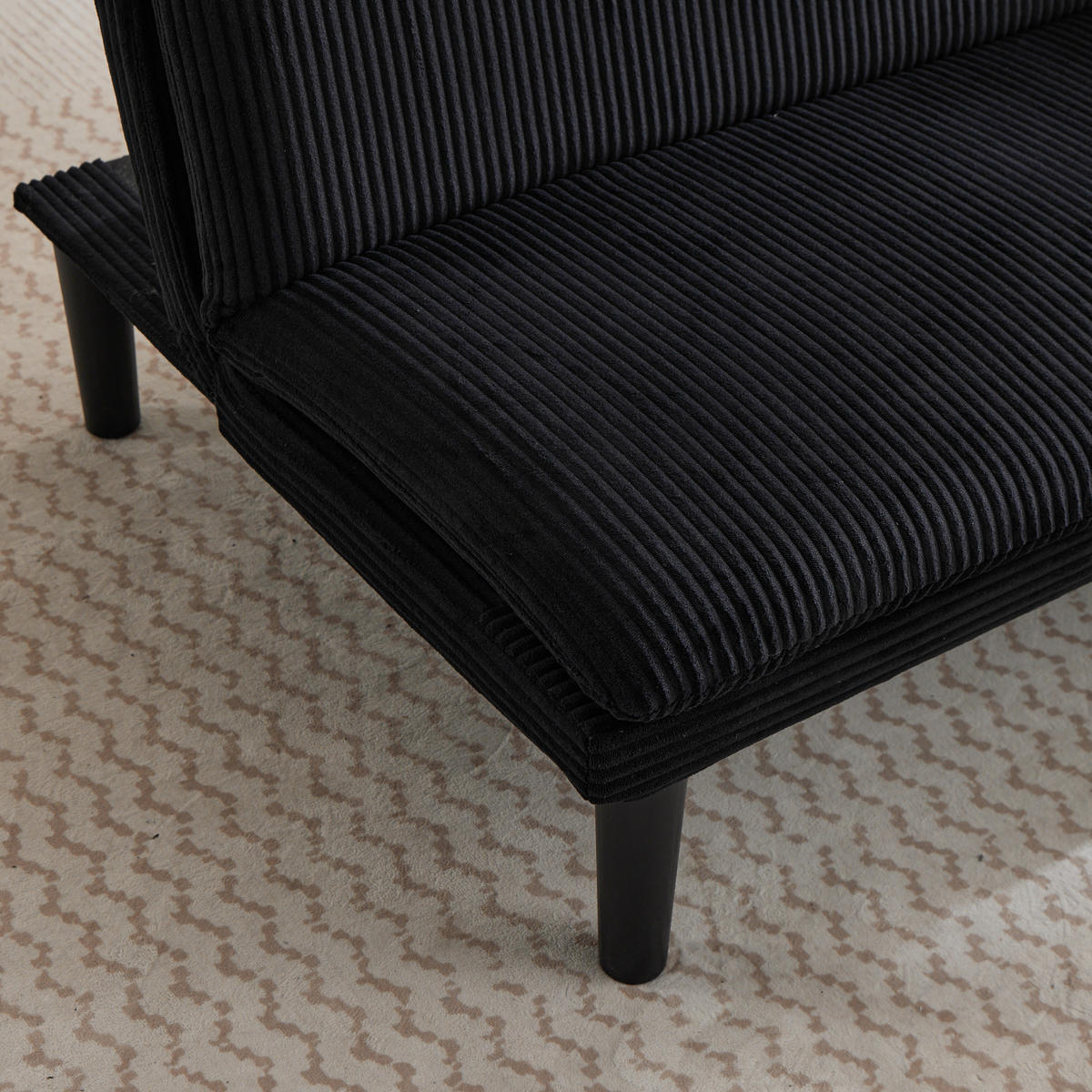 SOFA mit verstellbarer Rückenlehne aus Samt mit Relax- und Liegefunktion - Schwarz, Textil (168/67/86cm) - EVRYAE