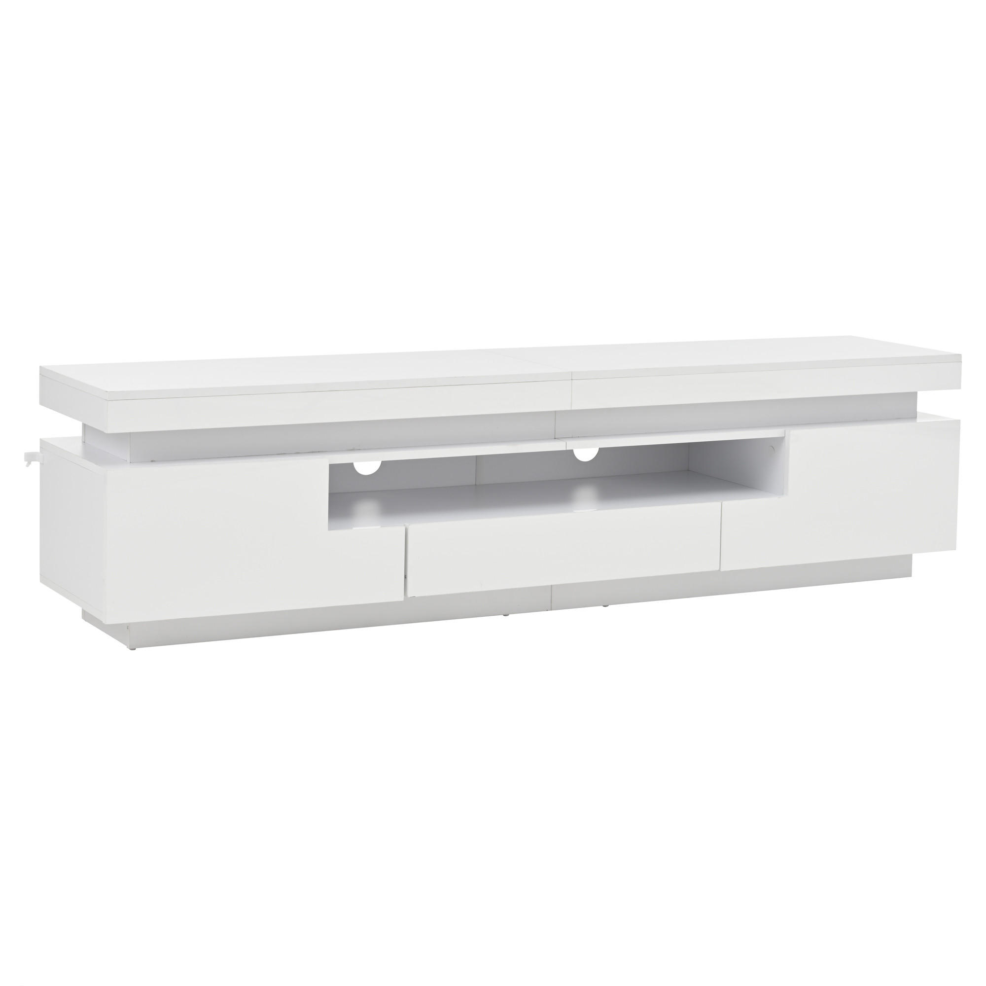 TV-SCHRANK 175/38/45 cm Weiß Hochglanz mit LED, 1 Schublade und 2 Türen - Weiß, Holzwerkstoff (175/45/38cm) - Oxeza