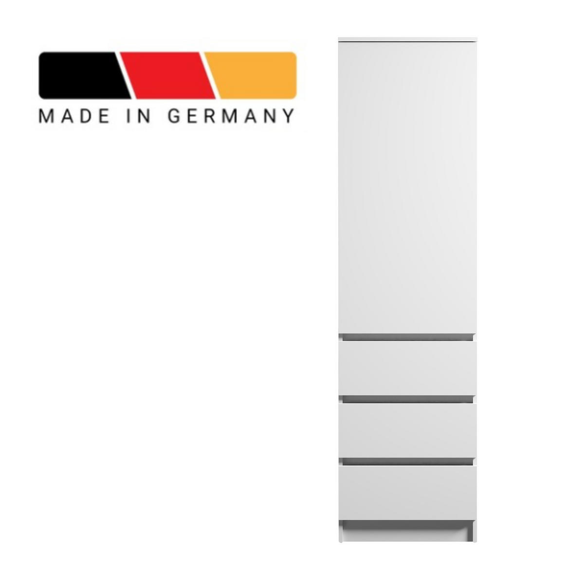 KLEIDERSCHRANKMIT 2 Einlegeböden und 3 Schubladen in weiß - Weiß, Holzwerkstoff (50/181/41cm) - Home Collective