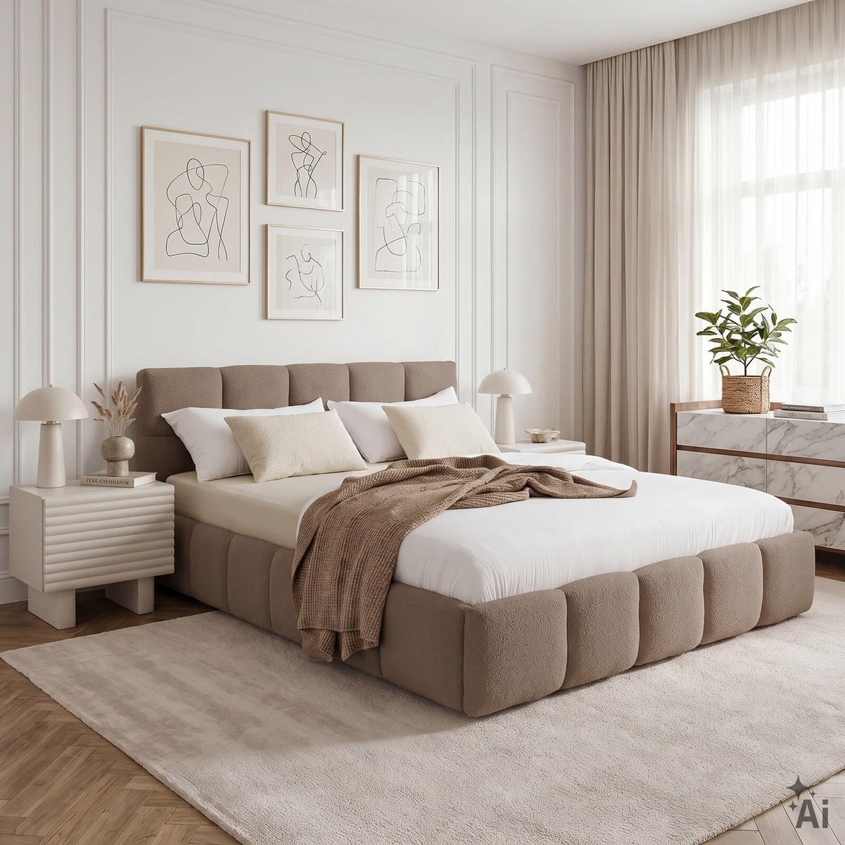 POLSTERBETT CLOUDY 180x200 cm greige - Greige, Textil (180/200cm) - IDIMEX