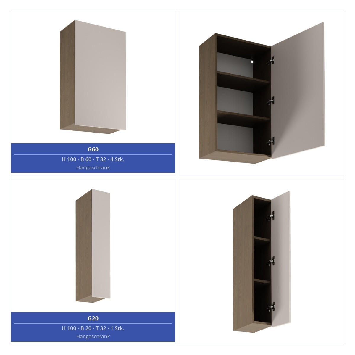 KÜCHENZEILE 320 x 160 cm - Sorento KS13-M320 - in Beige / Dunkle Eiche - Eichefarben/Beige, Holz/Metall (480/247/58cm)