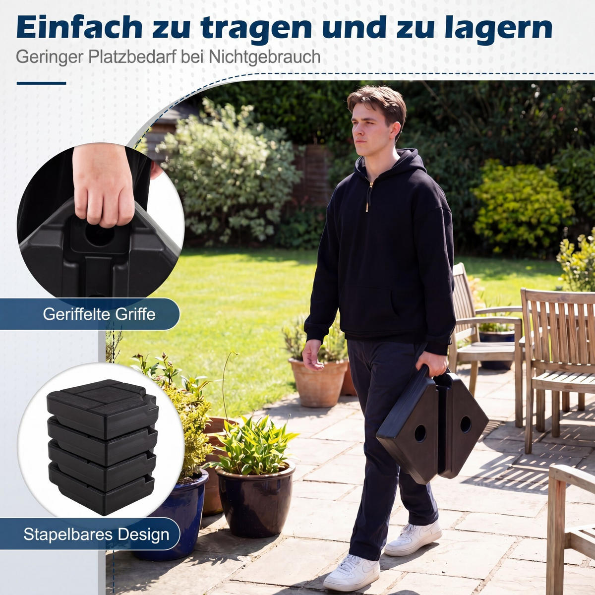 PARASOLLFOT 48L svart - Svart, Plast (80/80cm) - COSTWAY