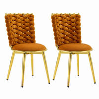 ESSZIMMERSTUHL 2er-Set Samt Orange mit goldfarbenen Beinen - Orange, Metall (50.8/87.63/53.3cm) - Meubliv