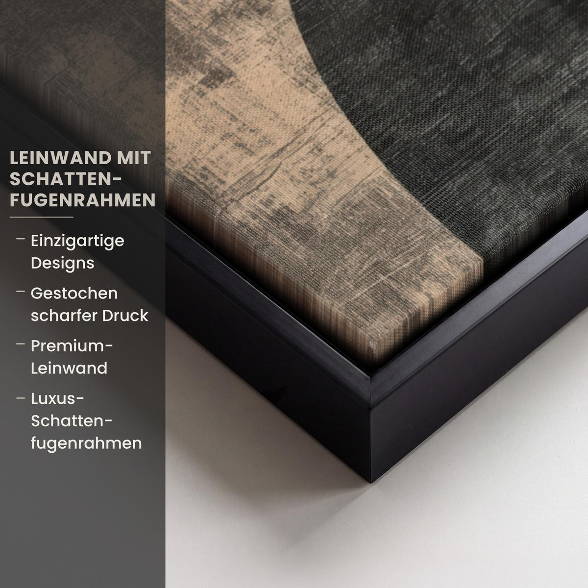 LEINWAND Bilder mit Rahmen - Abstrakt - Flugzeuge - Schwarz - Rund - 70x100 - Beige, Textil (70/100cm) - MuchoWow