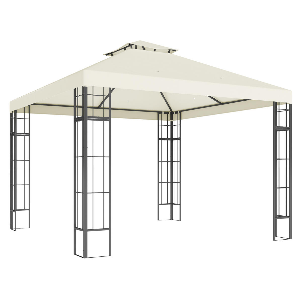 GARTEN-PAVILLON mit Doppeldach, ca. 3x3 m, Sonnenschutz - Weiß, Metall (298/279/162cm) - Outsunny