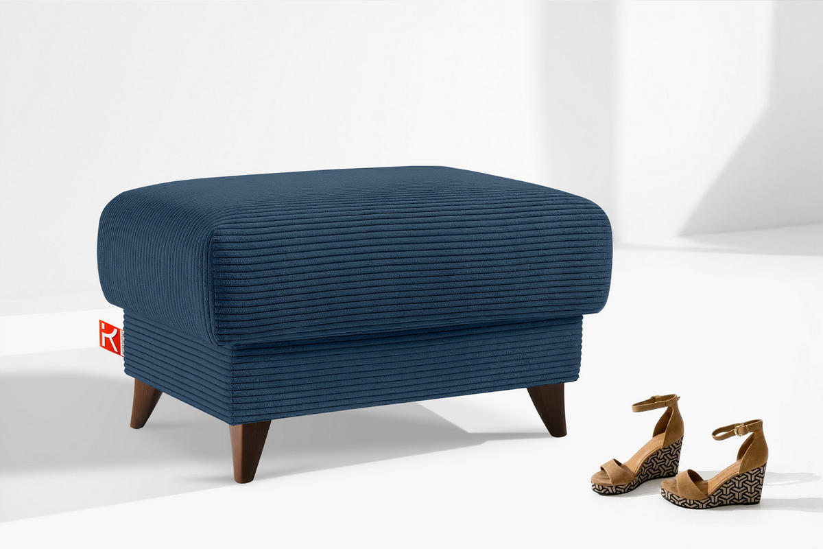 HOCKER GUSTAVO II, Marineblau - Braun/Dunkelblau, Holz/Holzwerkstoff (92/49/92cm) - KONSIMO®