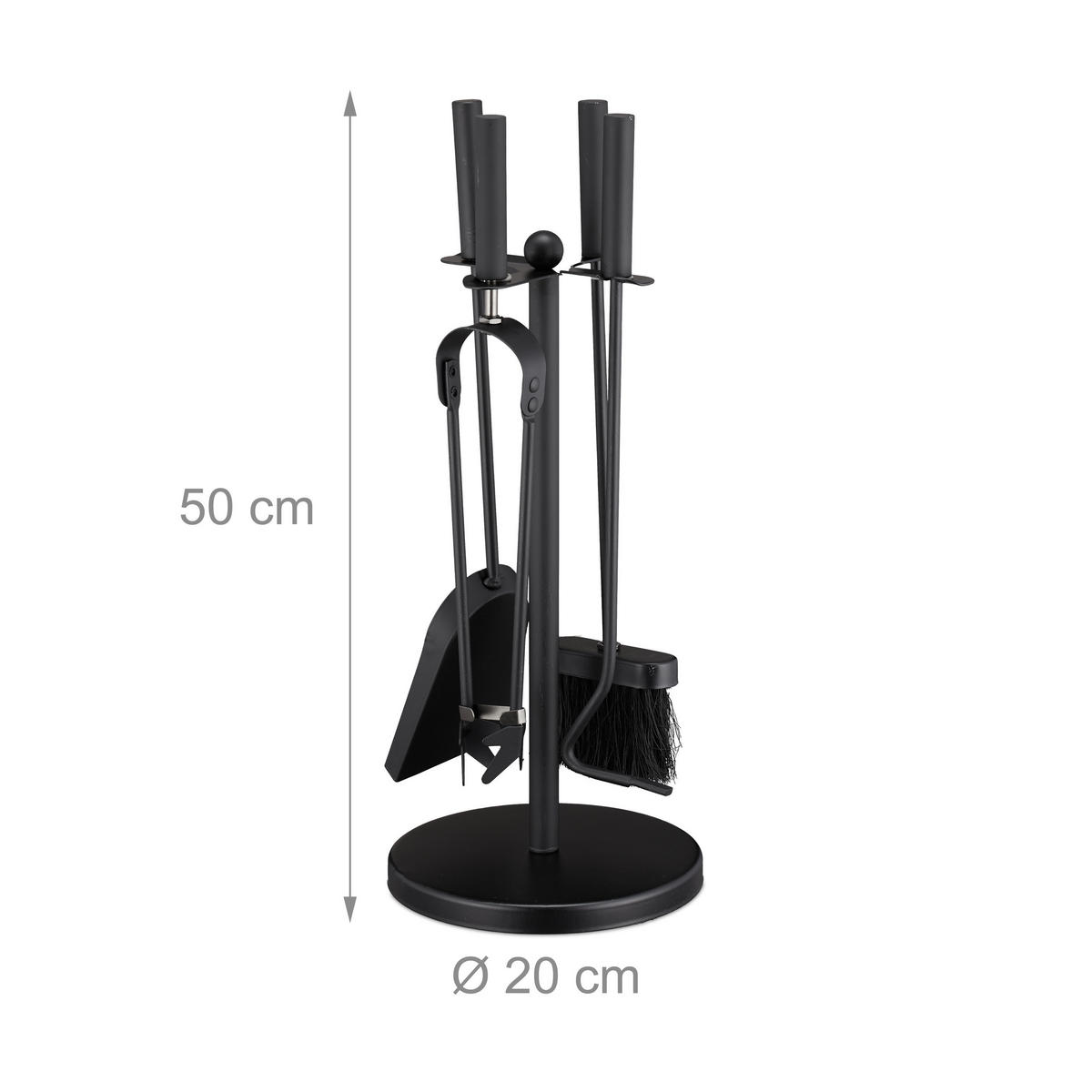 KAMINBESTECK - Schwarz, Metall (20/50/20cm) - Relaxdays