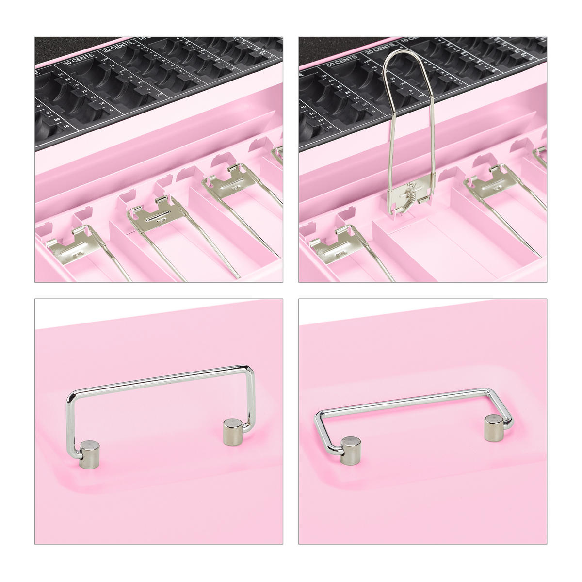 POKLADNIČKA na mince Euro - ružová, kov/plast (30.5/8.5/24.5cm) - Relaxdays