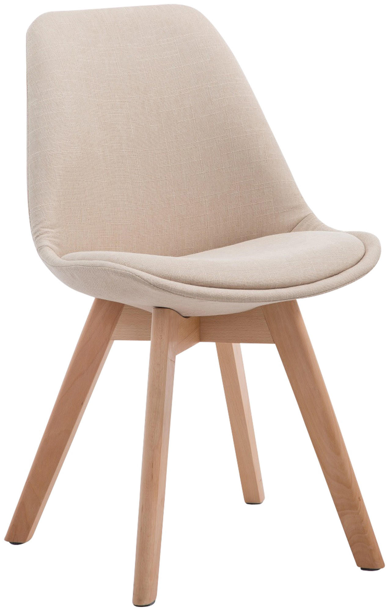 STUHL Stoff Creme - Eukalyptusholzfarben/Creme, Holz/Textil (48/84/55cm) - CLP