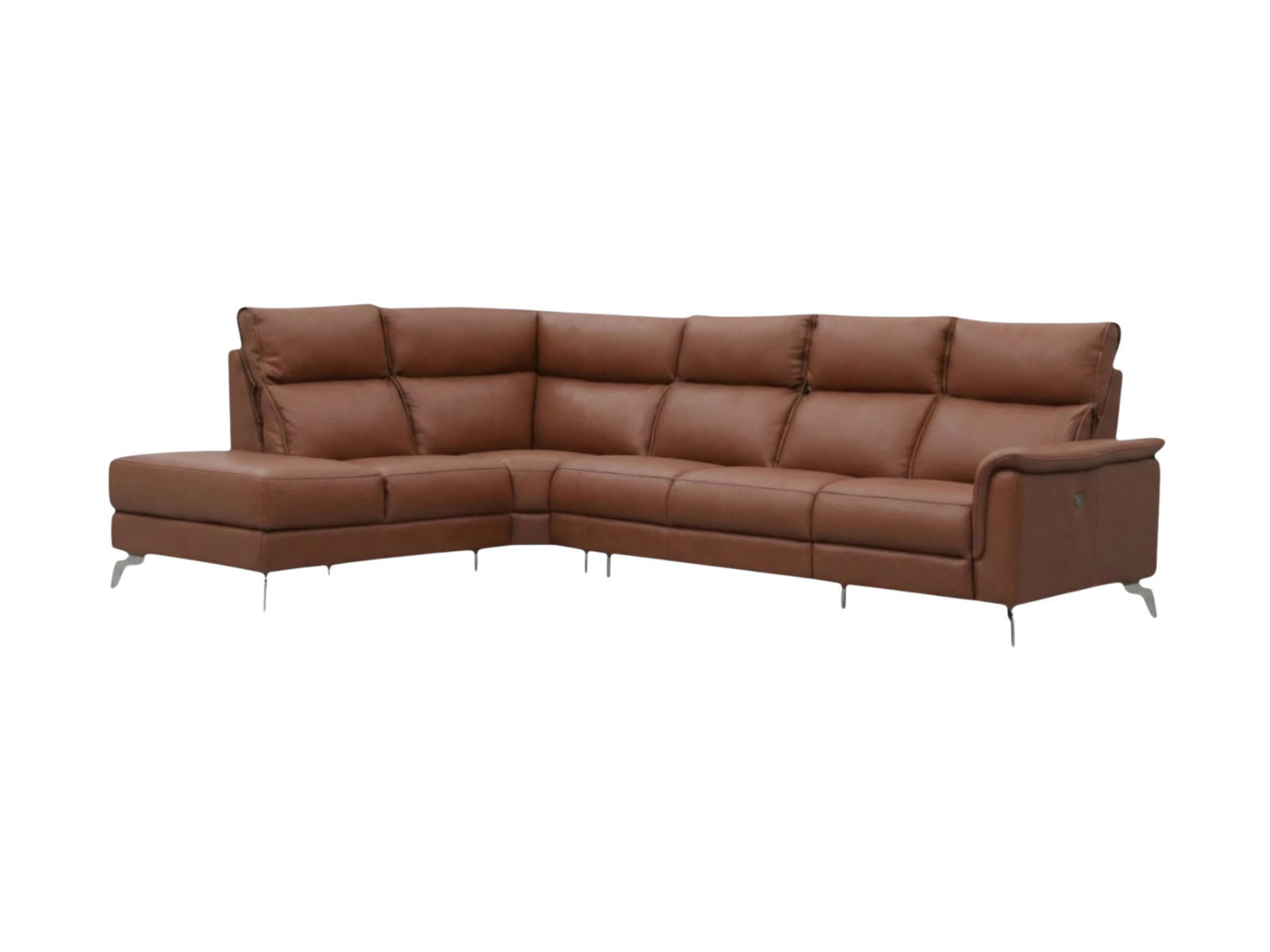 ECKSOFA Borea Echtleder Cognacbraun - Cognac, Leder/Metall (220/310cm)
