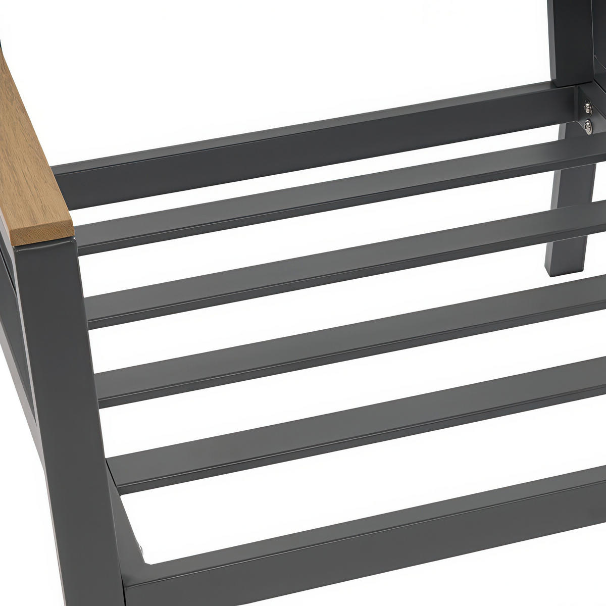 GARTENSET Winston, aus Metall, 2 Sessel + 3-Sitzer Sofa + Esstisch, für 5 Personen, Dunkelgrau - Dunkelgrau, Metall - Beautysofa