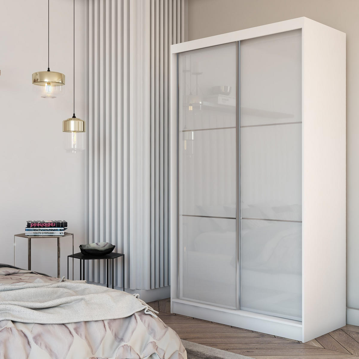 SCHWEBETÜRENSCHRANK VITALE 120/216/61 cm 2-türig Weiß - Weiß, Holzwerkstoff (120/216/61cm) - MASSENO