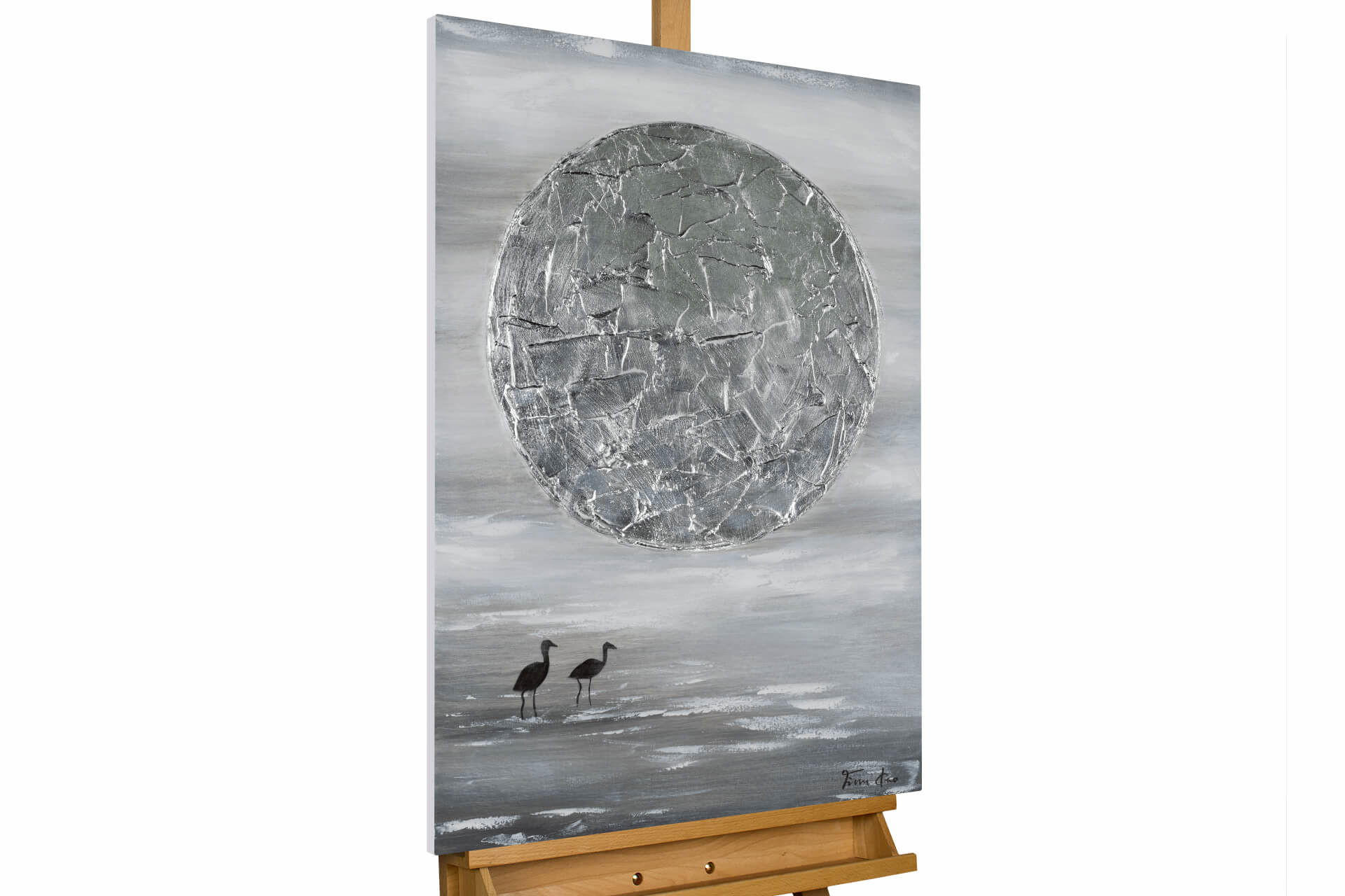 KUNSTLOFT RUČNĚ MALOVANÝ AKRYLOVÝ OBRAZ ŠEDÝ/STŘÍBRNÝ, 60/90 CM
