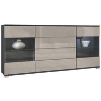 SIDEBOARD Bari Sandgrau Hochglanz - Sandfarben, Holzwerkstoff (166.5/75.5/35cm) - Vladon
