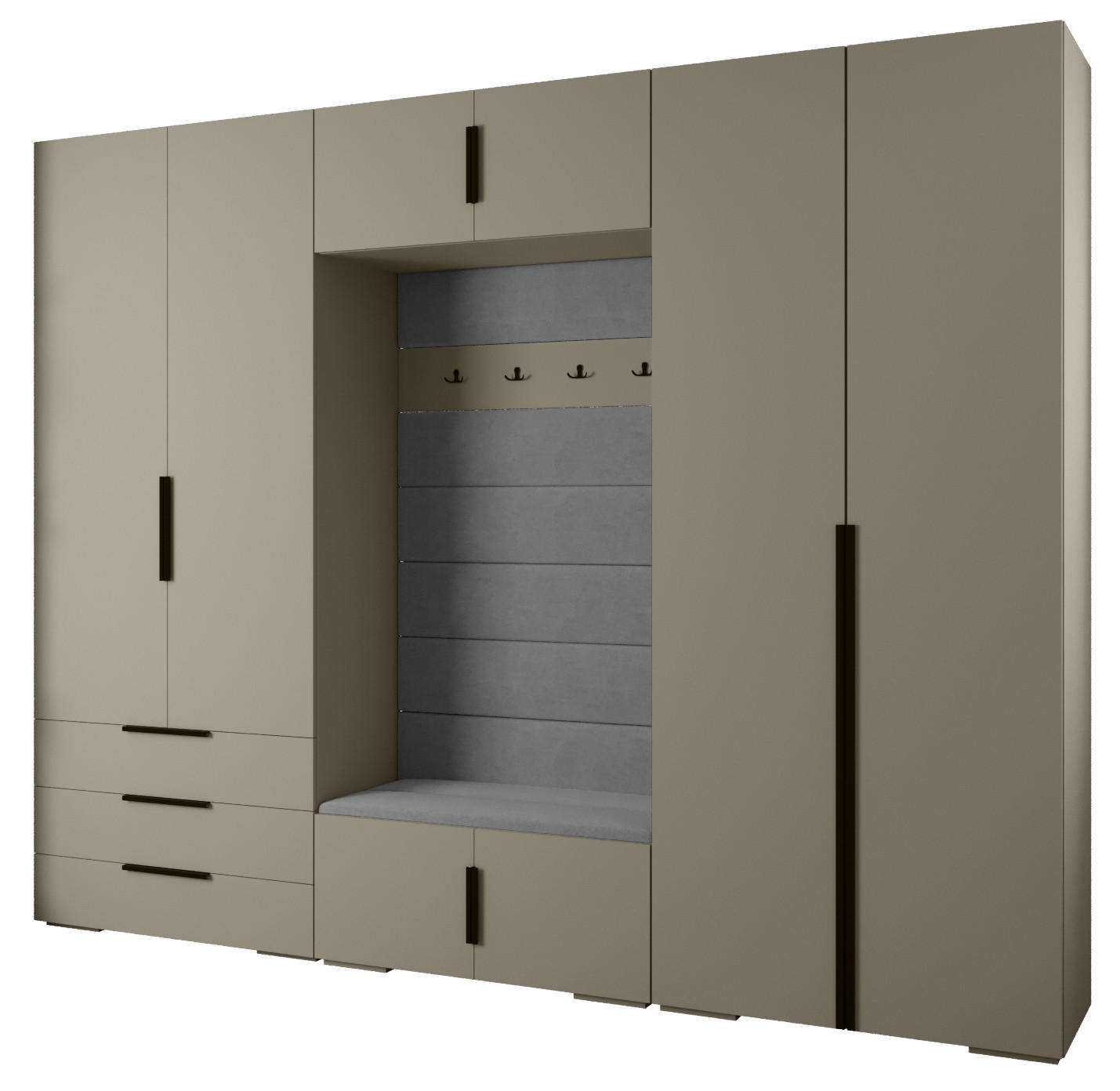 GARDEROBEN-SET 236,7/300/47 - Kaschmir/Schwarz, Holz/Kunststoff (300/236.7/47cm) - Abiks Möbel