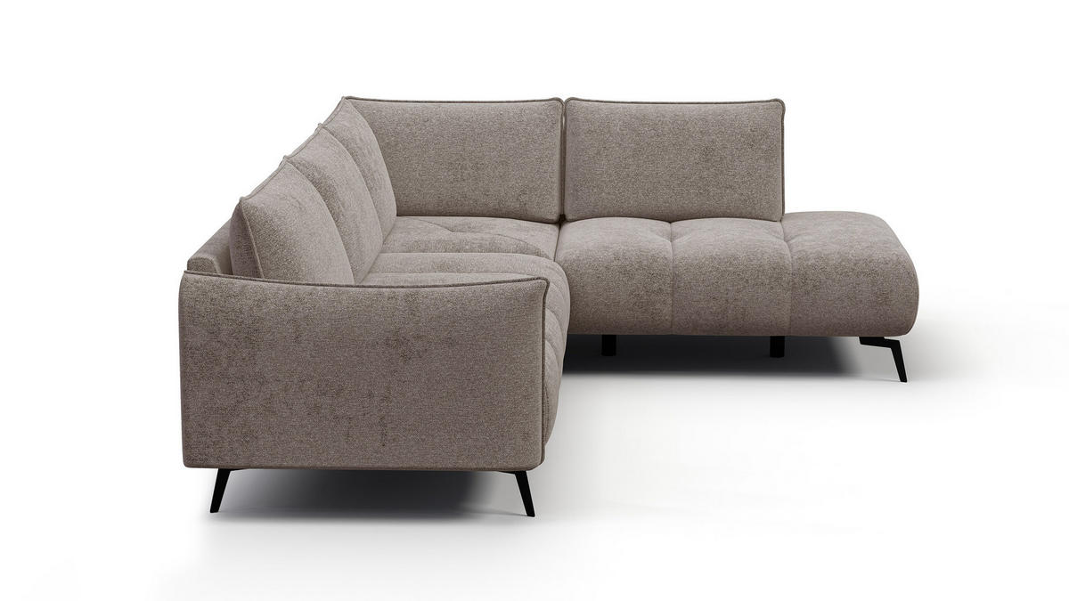 ECKSOFA AERA 5-Sitzer rechts, dunkelbeige - Beige/Schwarz, Holz/Textil (268/206cm) - Courtois Laville