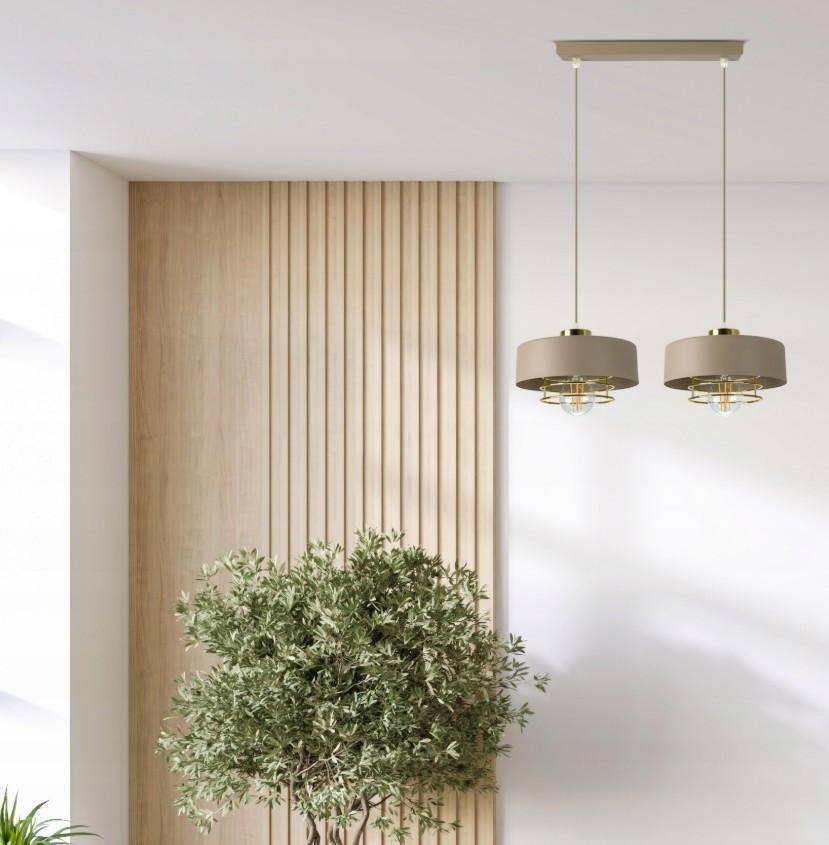 PENDELLEUCHTE ECRU - Beige/Goldfarben, Metall (20/46/100cm) - kiki design