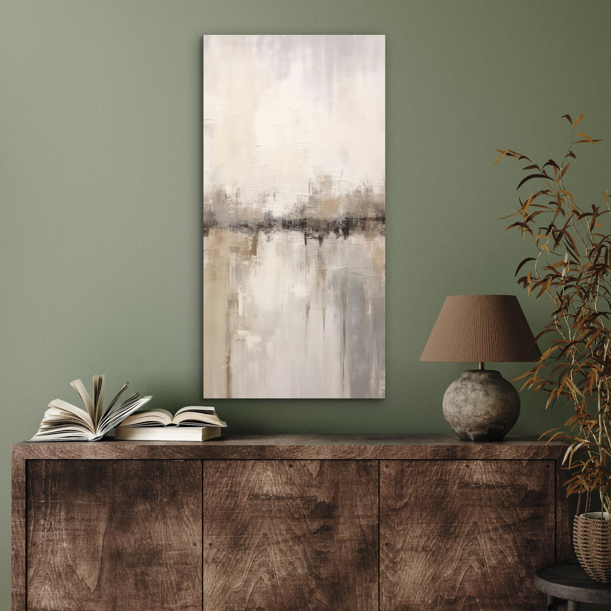 KOVOVÝ OBRAZ Moderné umenie - Abstraktné - Béžové 40x80 cm - béžová, kov (40/80cm) - MuchoWow